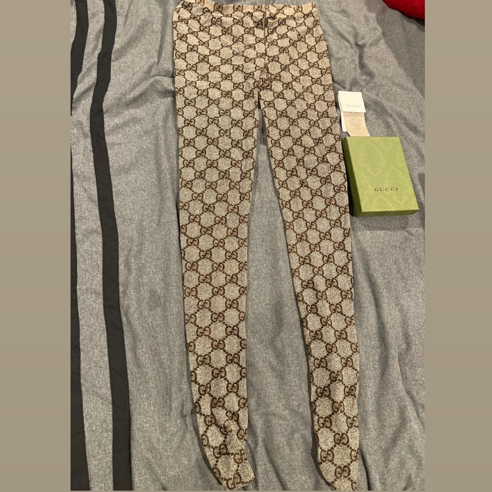 Gucci Beige & Brown GG Tights